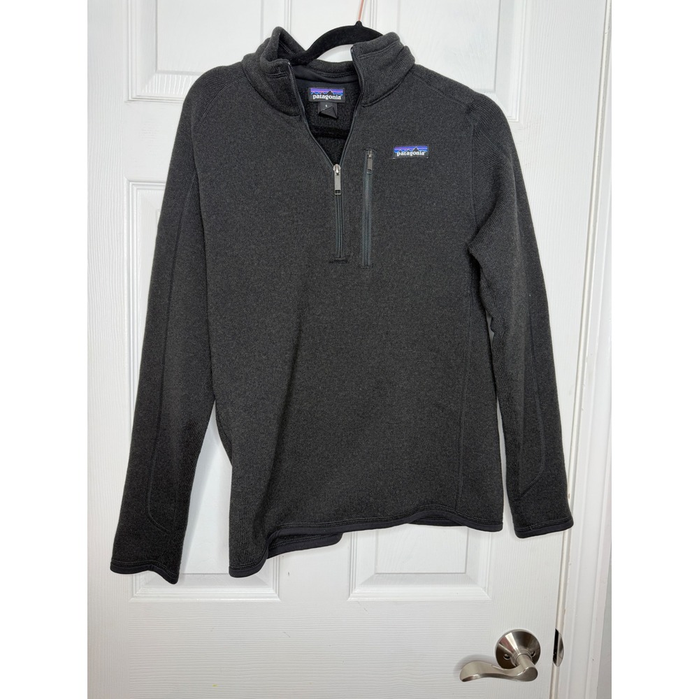 PATAGONIA Men's Better Sweater Quarter zip Pullover Size S Charcoal Company Logo
